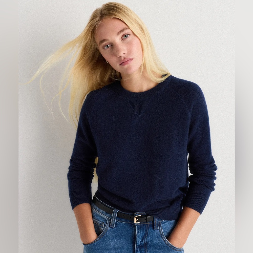 Quince - Mongolian Shrunken Cashmere Sweatshirt - Small Navy